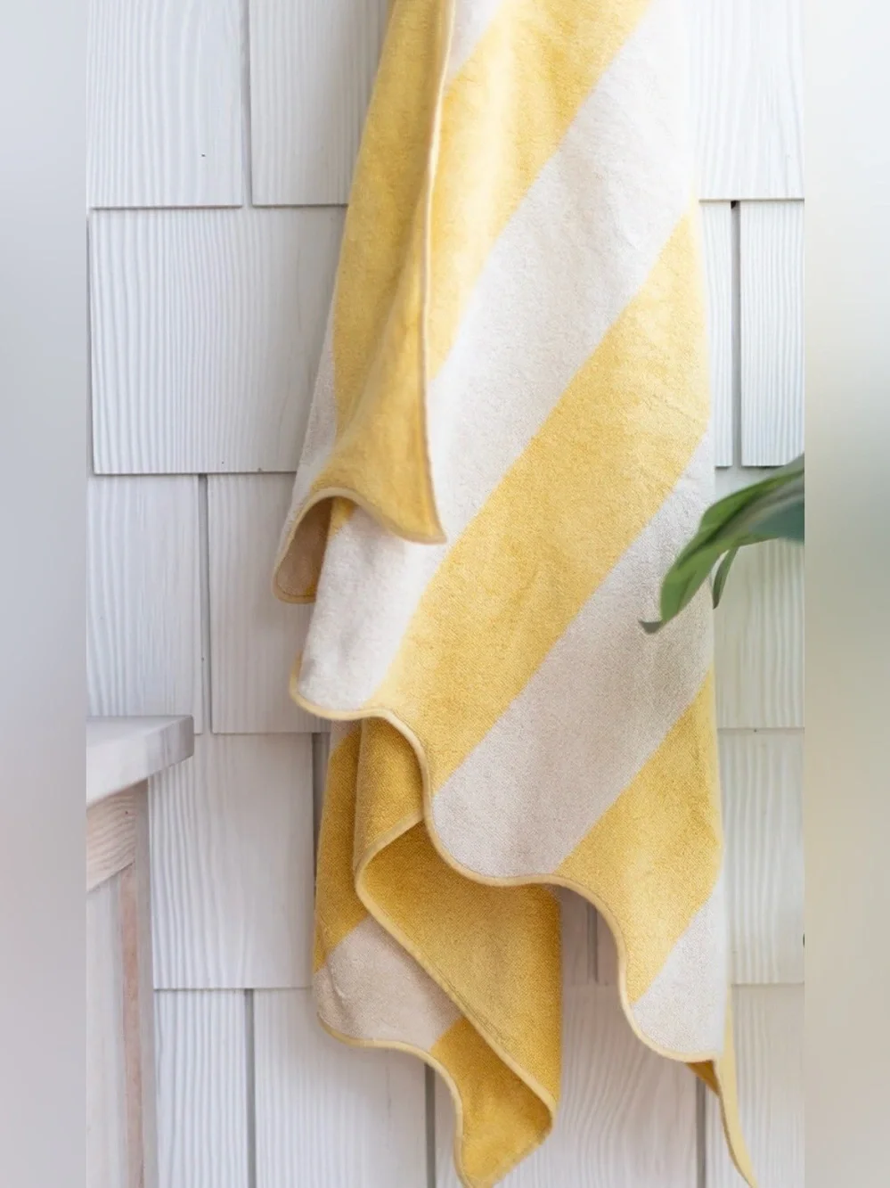The Jilly Box Summer 2026 Tuck Scalloped Yellow Stripe Beach Towel Portugal NWT